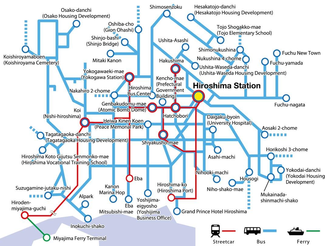 Mapa hiroshimako garraio