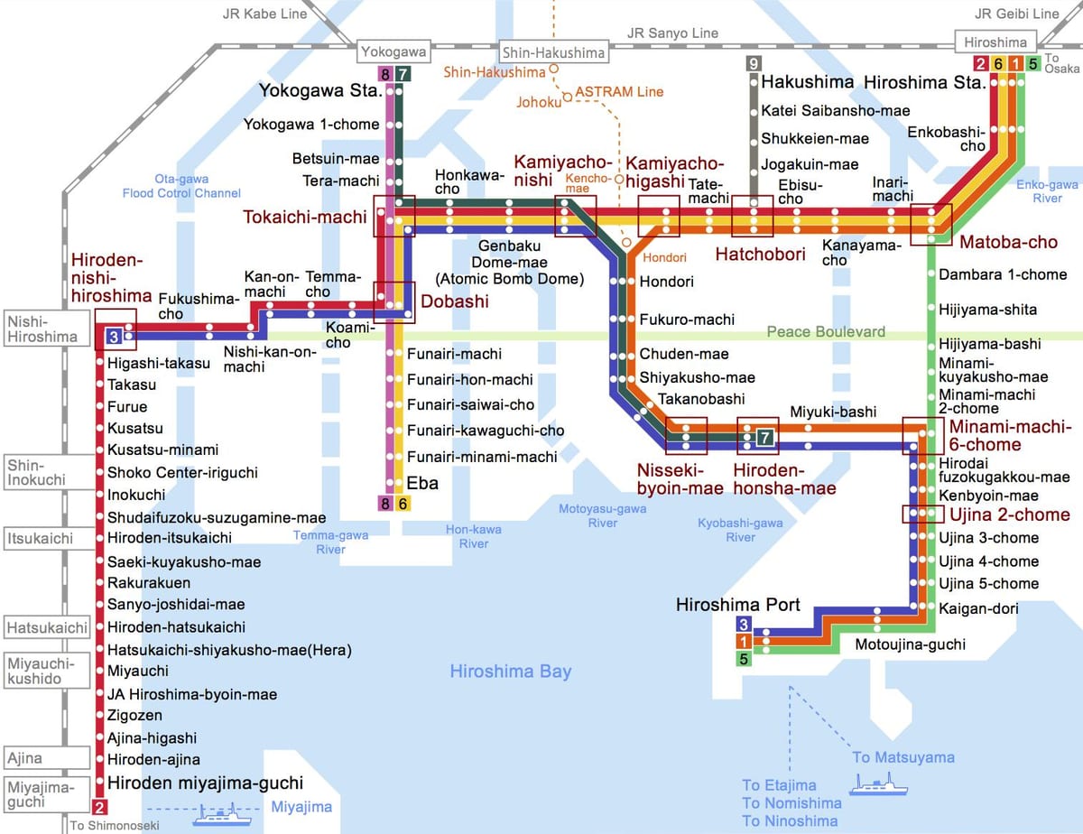 jr hiroshimako geltokia mapa